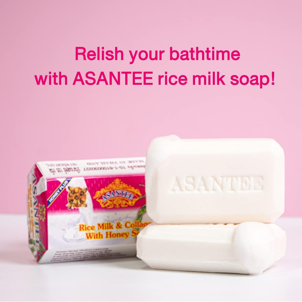 Asantee Rice Milk Collagen with Honey Soap 125g Made in Thailand