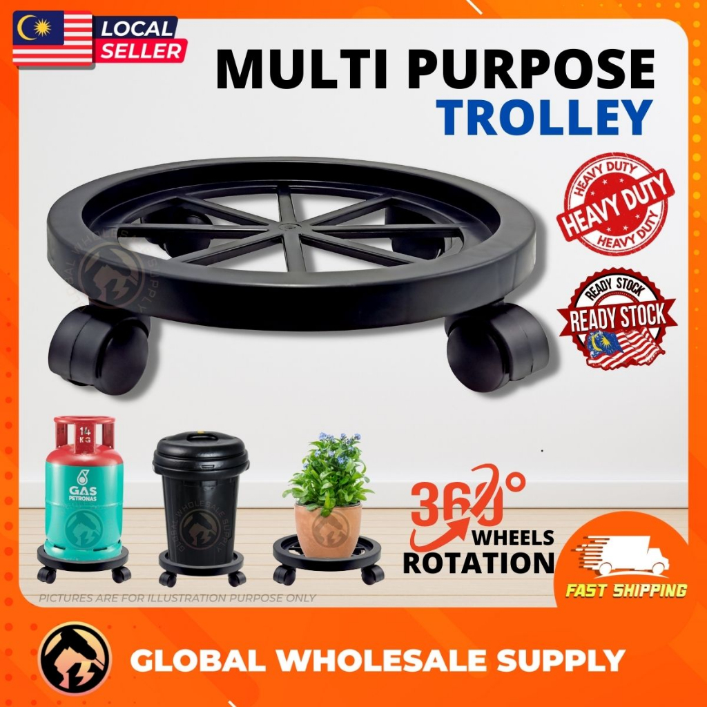 4 RODA-PVC Round Gas Stand Roller With Wheels Kaki Roda Tong Gas Roller ...