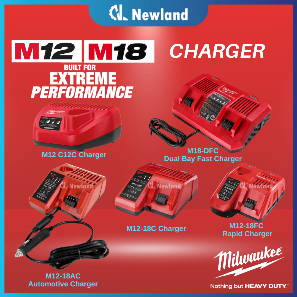 Milwaukee Charger M12 M18 Charger Milwaukee Fast Charging Charger 2 Year Warranty Shopee Malaysia
