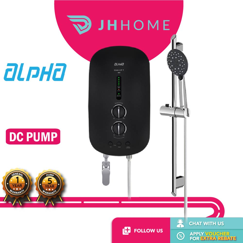 Alpha SMART 18I DC Pump Water Heater Home Shower Matt Black SMART 18I