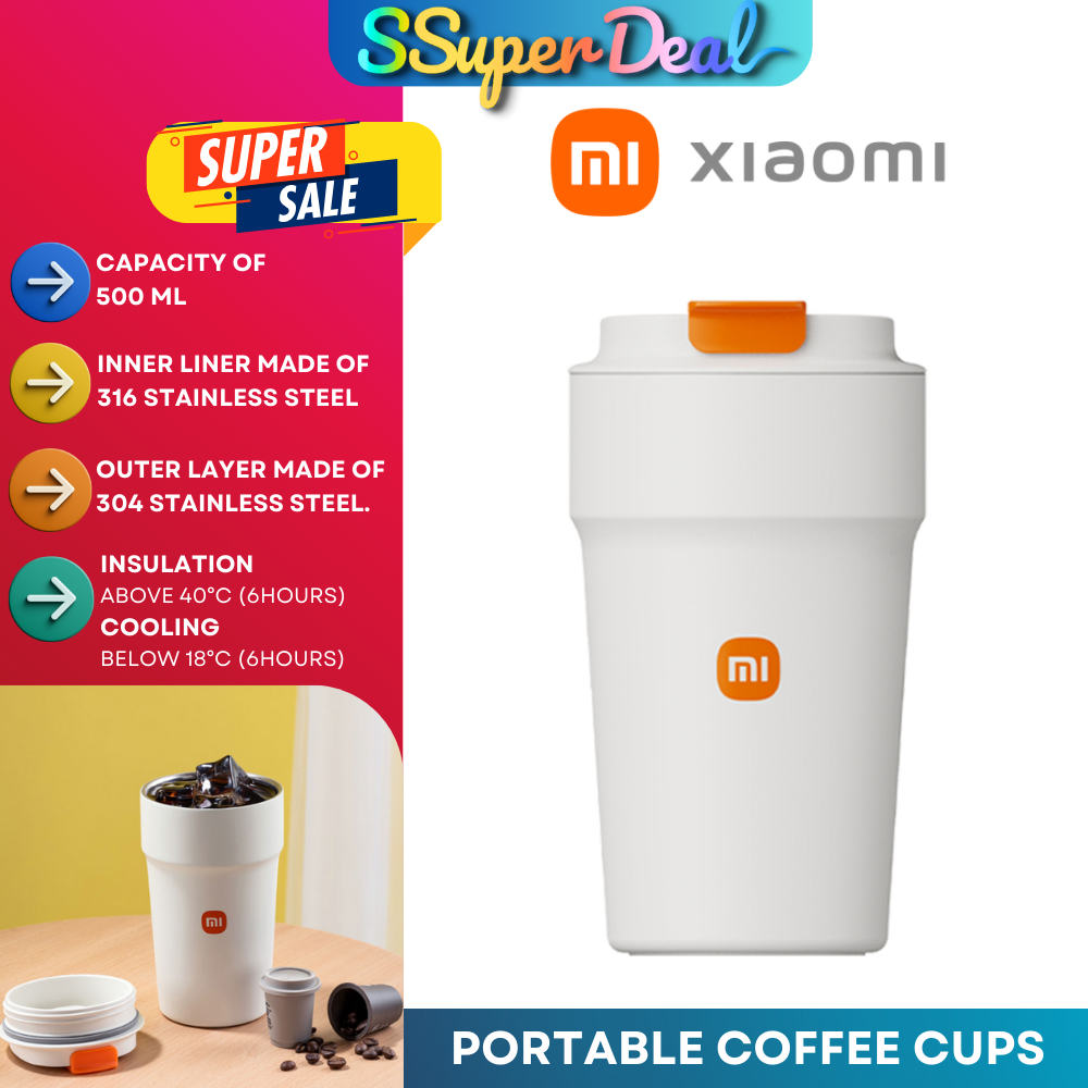 Xiaomi Portable Coffee Cup 316 Stainless Steel Mug 500ml Thermos Cup ...