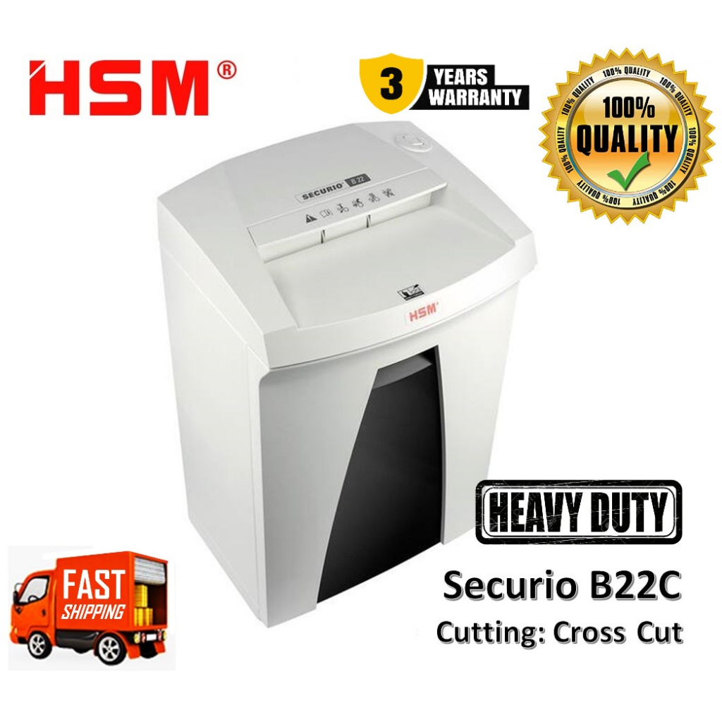 Heavy Duty Paper Shredder HSM Securio B22C (Cross Cut) Shred 14
