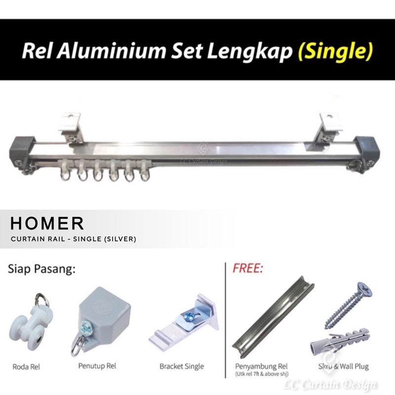 [ LC Curtain Design ] Homer Rel Langsir Aluminium Single Silver (Homer ...
