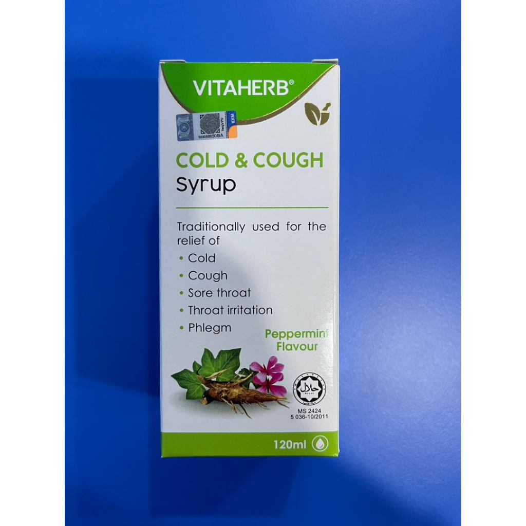 VITAHERB Cold & Cough 120ml Syrup (Peppermint Flavour) Ubat Batuk
