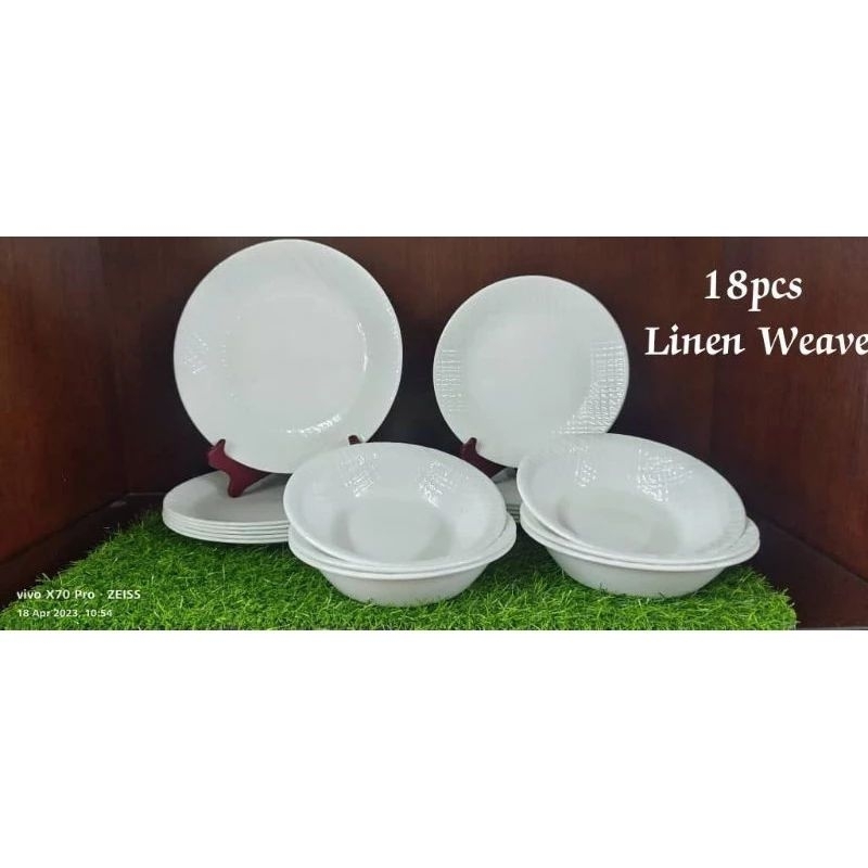 🔥HOT OFFER 🔥Dinner Set Corelle 18 pcs Linen weave 🔥 Shopee Malaysia