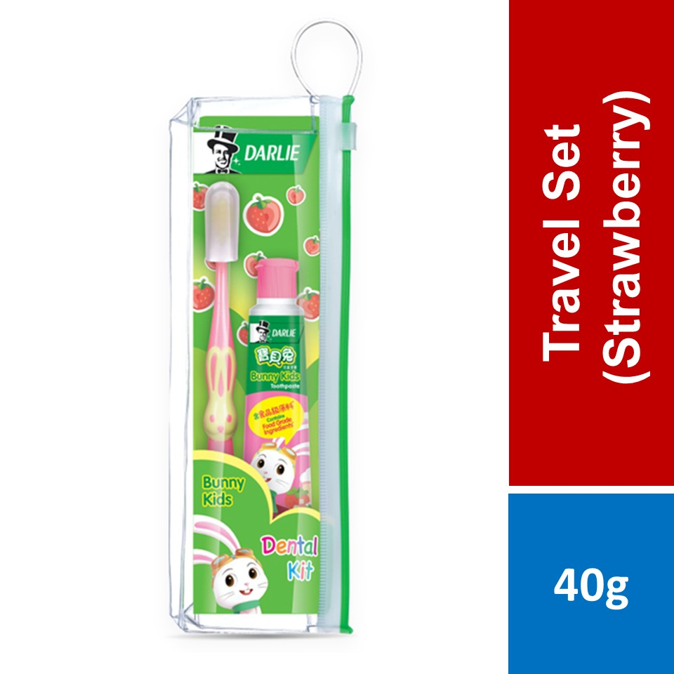 Darlie Bunny Kids Travel Set (Strawberry Toothpaste 40g + Toothbrush 1