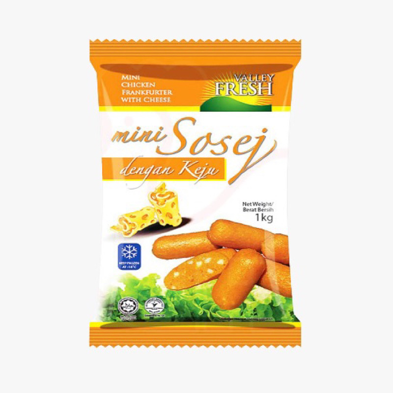 Valley Fresh Mini Sosej Cheese Chicken Frankfurter 1kg Shopee Malaysia