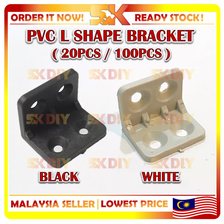 🇲🇾PVC L Shape Bracket Shelf Corner 90 Degree PVC Right Angle (20mm x ...