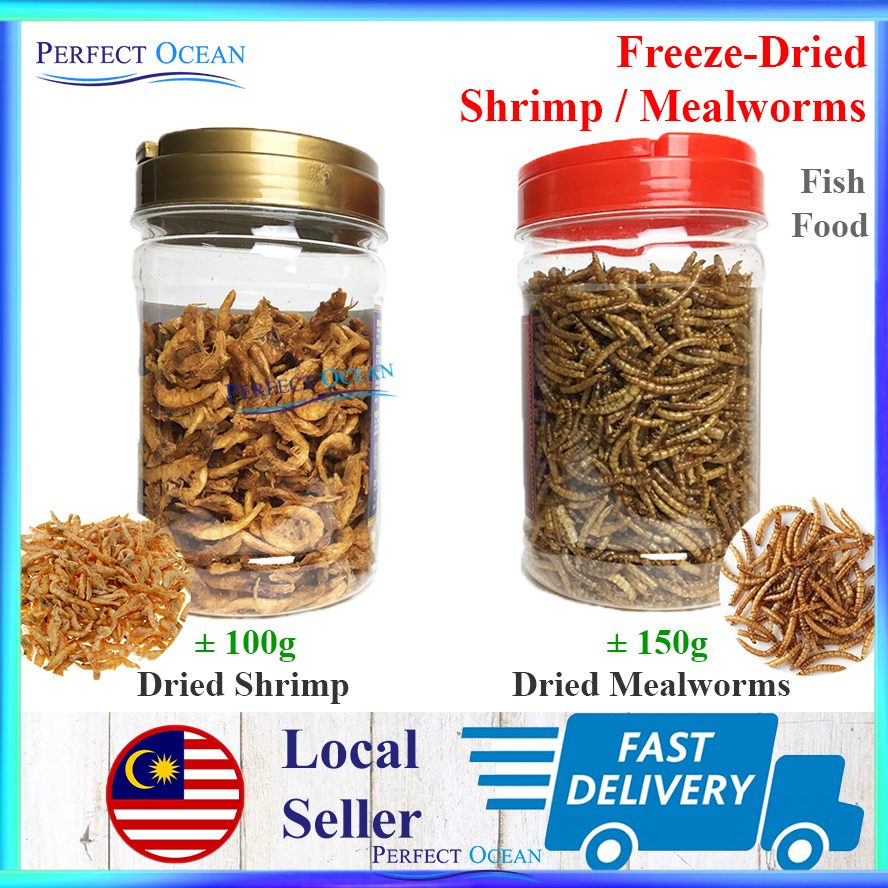 Freeze Dried Shrimp Mealworm Cacing Kering Udang 100g 150g Aquarium