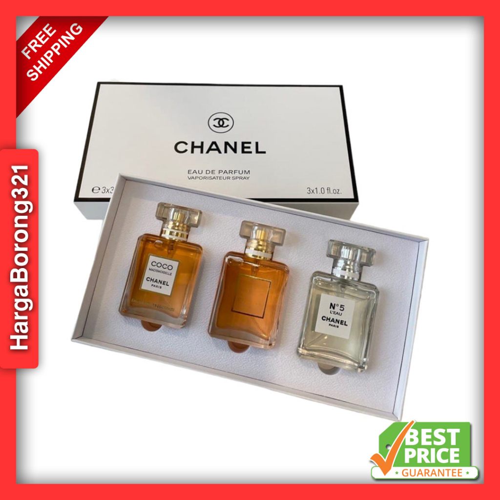 💯 3in1 Coco Mademoiselle Eau De Parfum 3x30ml For Her Spray Perfume