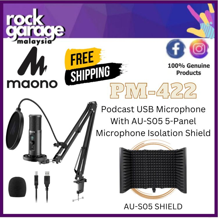 Maono PM-422 Podcast USB Microphone With AU-S05 5-Panel Microphone ...