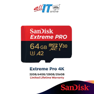 Sandisk Extreme Pro 4K Up to 200MB/s MicroSD Card With Adapter (64GB/128GB/256GB) (SDSQXCG/SDSQXCY/SDSQXCD/SDSQXCU)
