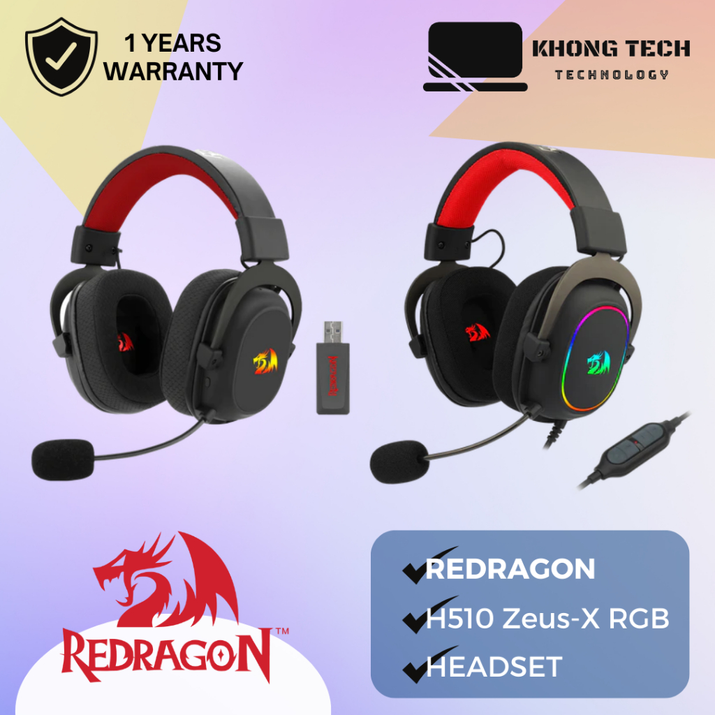 Khong Tech Redragon H510 Zeus X Rgb Wired Wireless Gaming Headset 71 Surround Sound Memory 6624