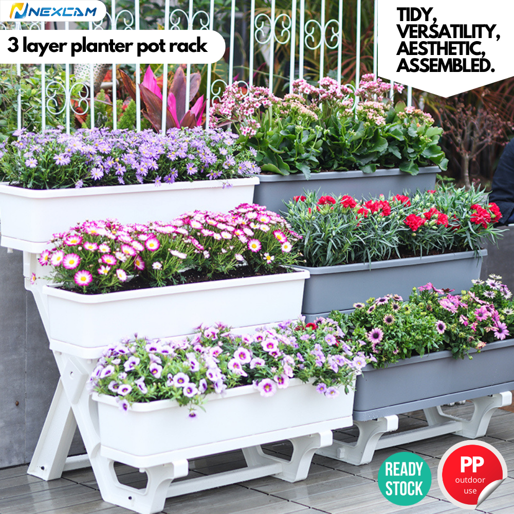 3 Layer indoor or outdoor PP space saver planter pot stand rack ...