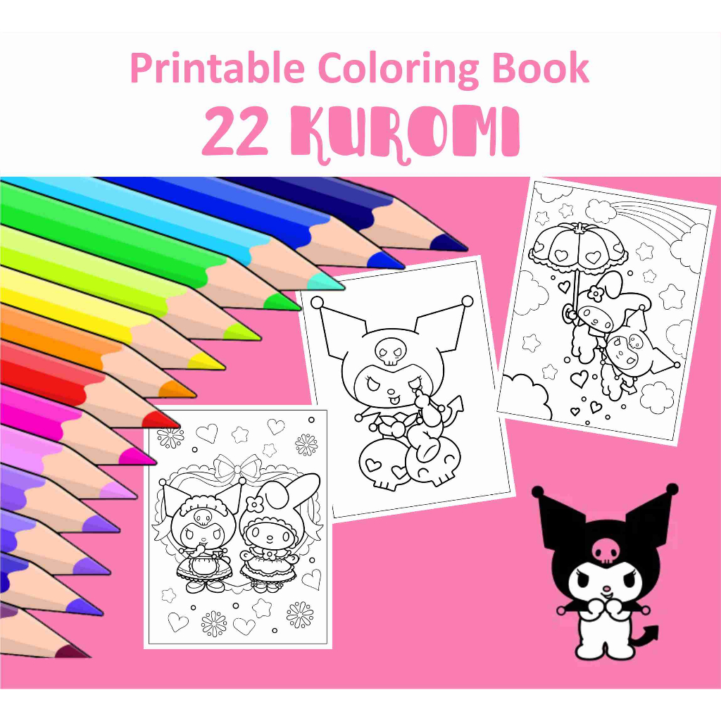 [Softcopy PDF] 22 Kuromi Printable Coloring Book for kids adults Stress ...