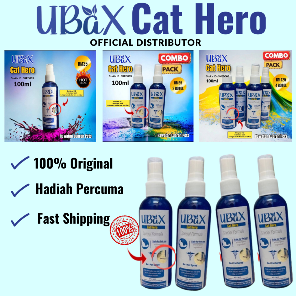[ORIGINAL] UBAX KUCING CAT HERO SPRAY ORIGINAL LUKA,SAKIT MATA KUTU KURAP HAMA FUNGUS GATAL