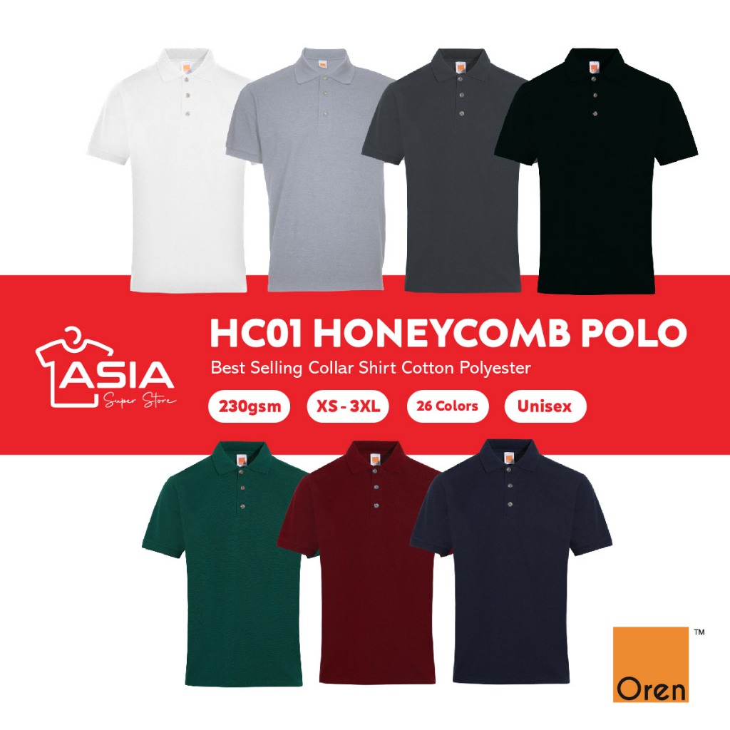 OREN SPORT Unisex Plain Polo Tee Baju Kosong Baju Berkolar Lelaki T ...