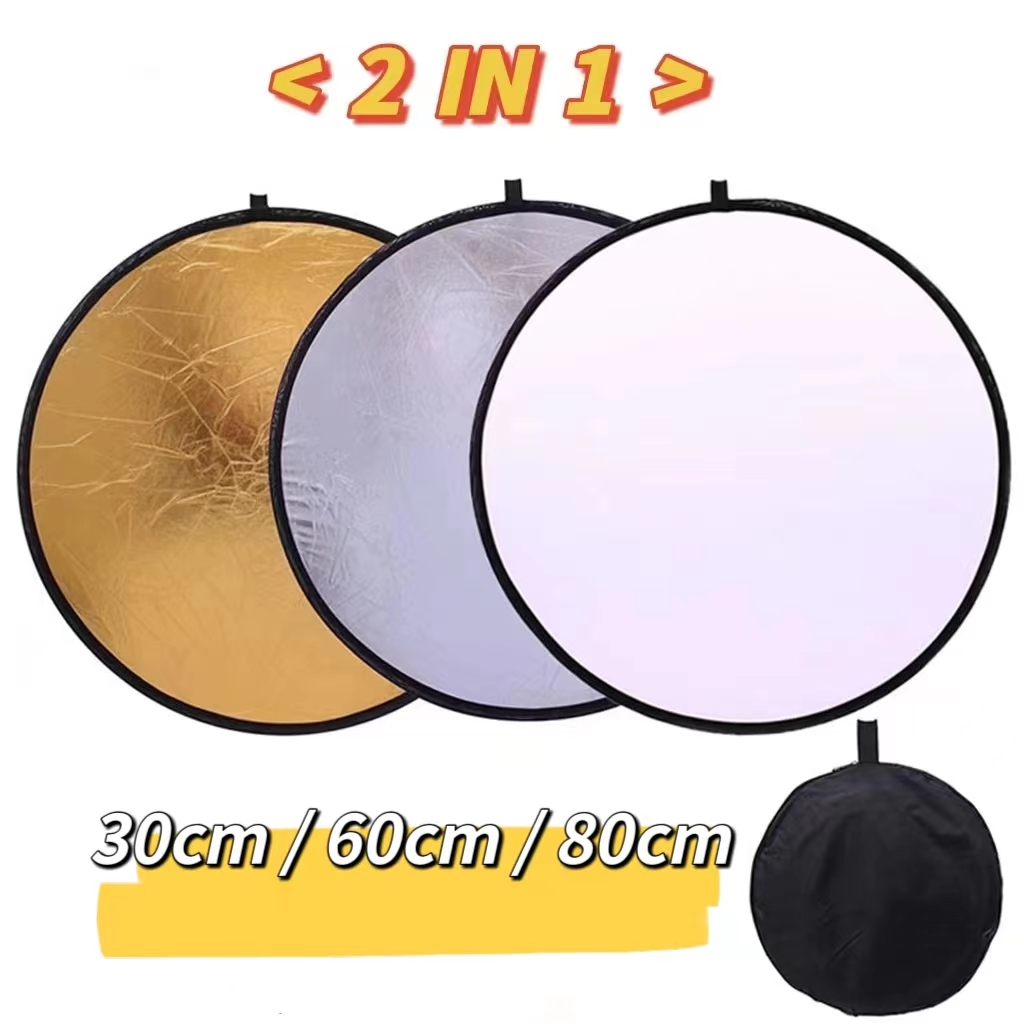 30/60/80cm 2 in 1 Collapsible Light Reflector for Camera Photo Shooting