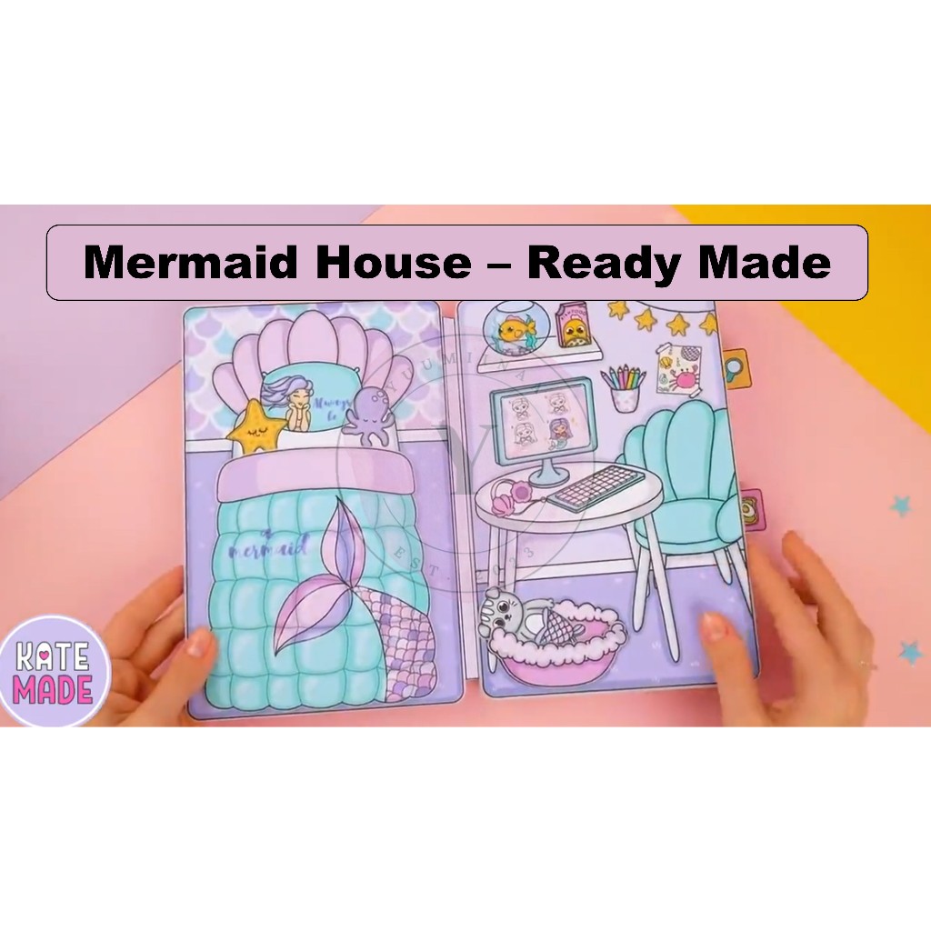 Mermaid Doll Paper House Pop-up Book Paper Doll House Quiet Book Christmas  Birthday Gift Assembled Cold Laminate