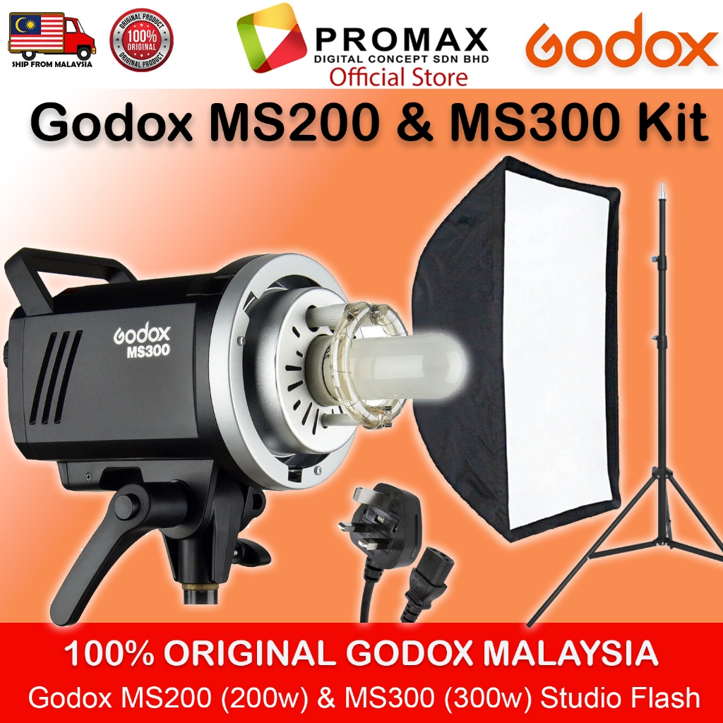 Godox MS200 MS300 Monolight Studio Flash Light Single Kit Dual