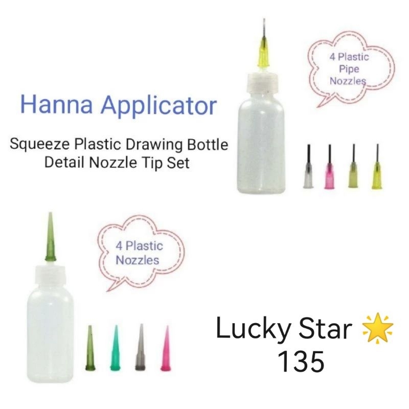 Henna Applicator Squeeze Plastic Drawing Bottle Detail Nozzle Tip Set