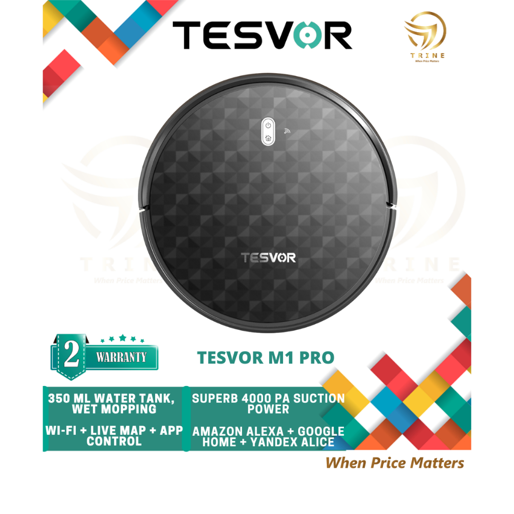 Tesvor M1 Pro Robot Vacuum Cleaner WITH (4000PA SUCTION) 2 IN 1 VACUUM ...