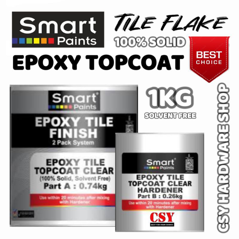 Smart Paint Epoxy Tile Topcoat Clear 1Kg 2 Pack System / Waterproofing