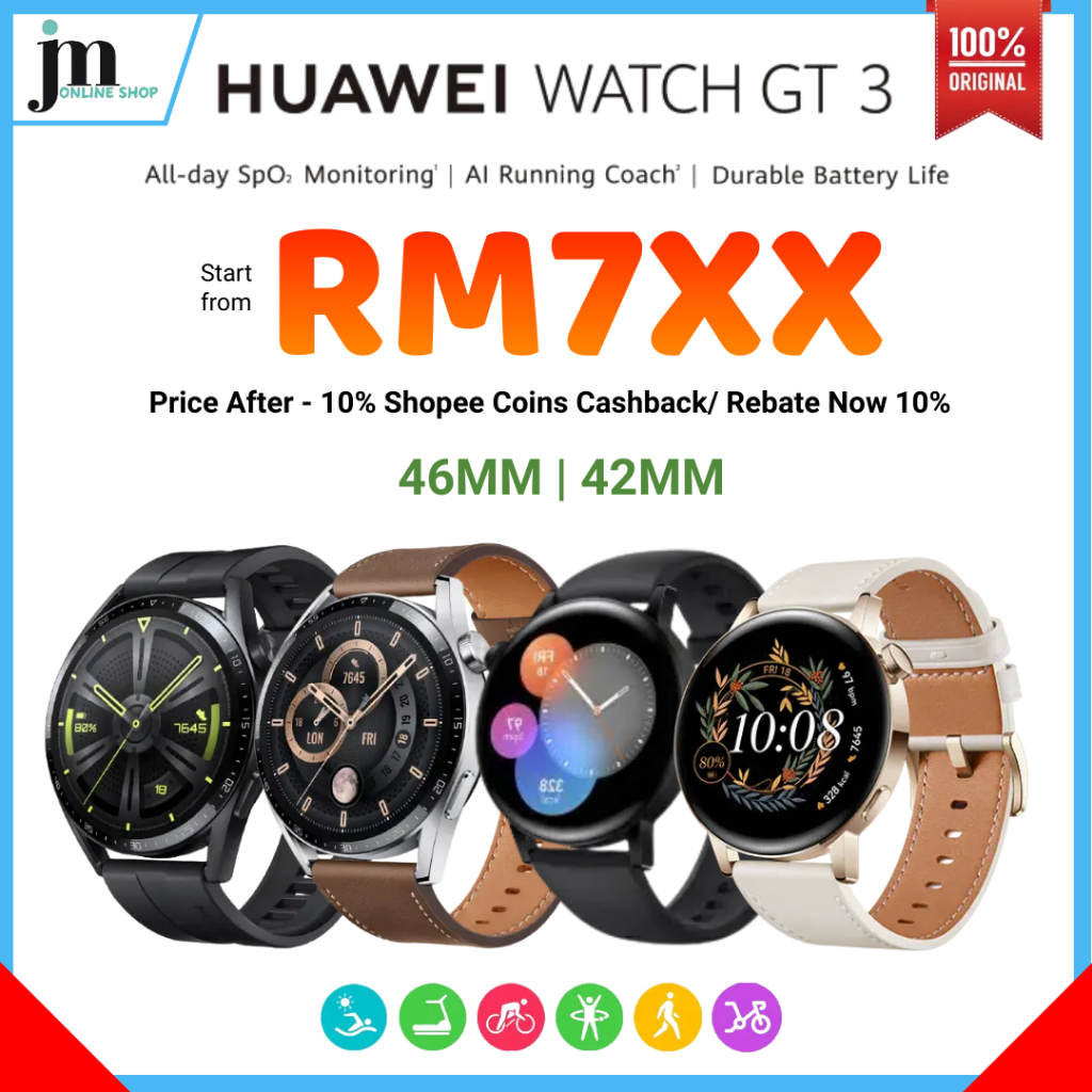 HUAWEI WATCH GT3 (42MM 46MM )/ HUAWEI GT3 SE (46MM) SPO2 SUPPORT  RECEIVED CALL 100% ORIGINAL MALAYSIA Shopee Malaysia