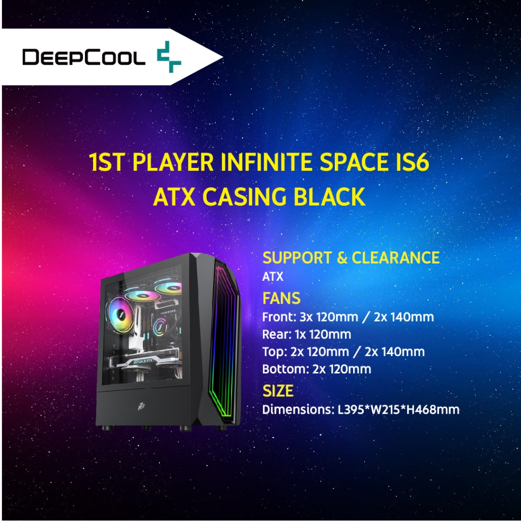 1stplayer Infinite Space IS6 (ATX) Black/White | Shopee Malaysia