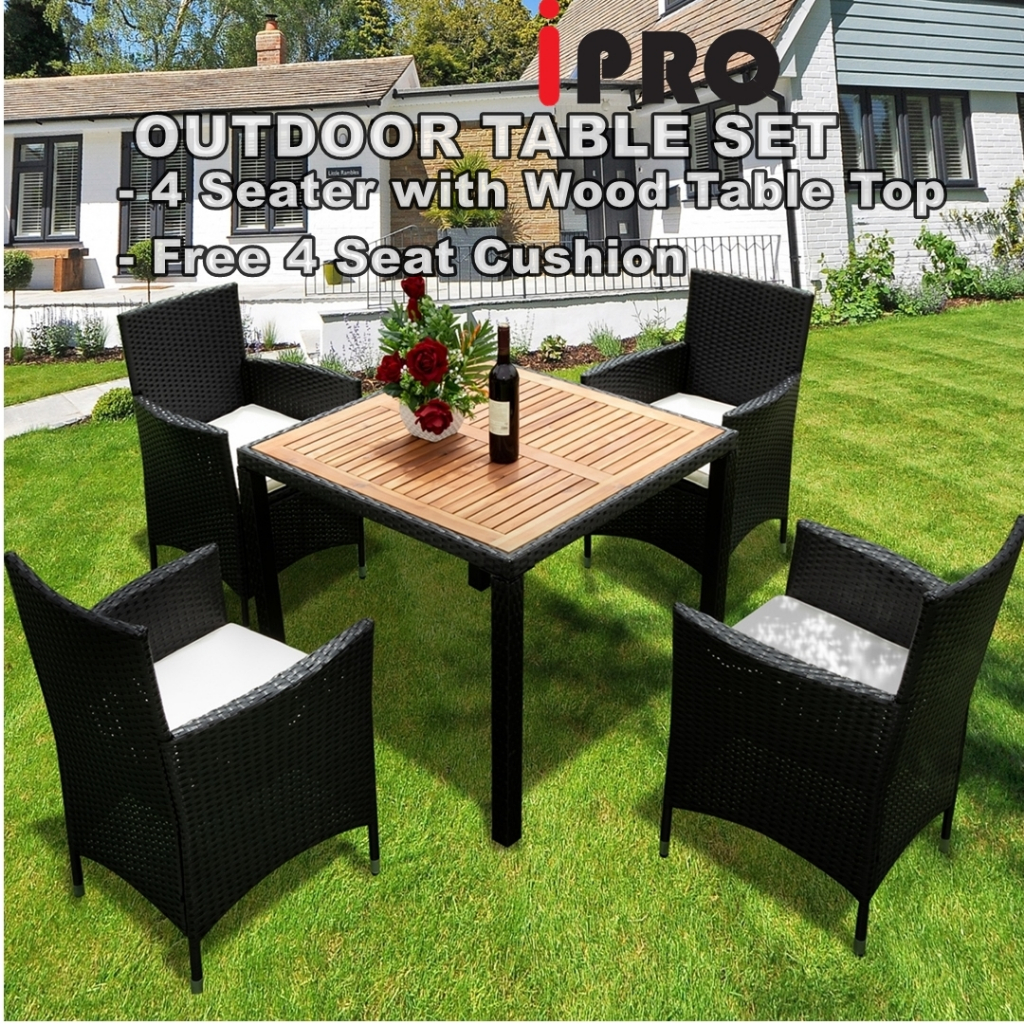 IPRO Outdoor Chair and Table Set Rattan Chair 4 Seater Garden Table Set