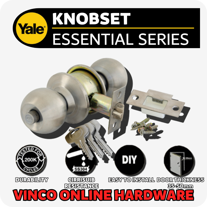 YALE Entrance Door Knob Locks Cylinder Lock Satin Stainless Steel ...