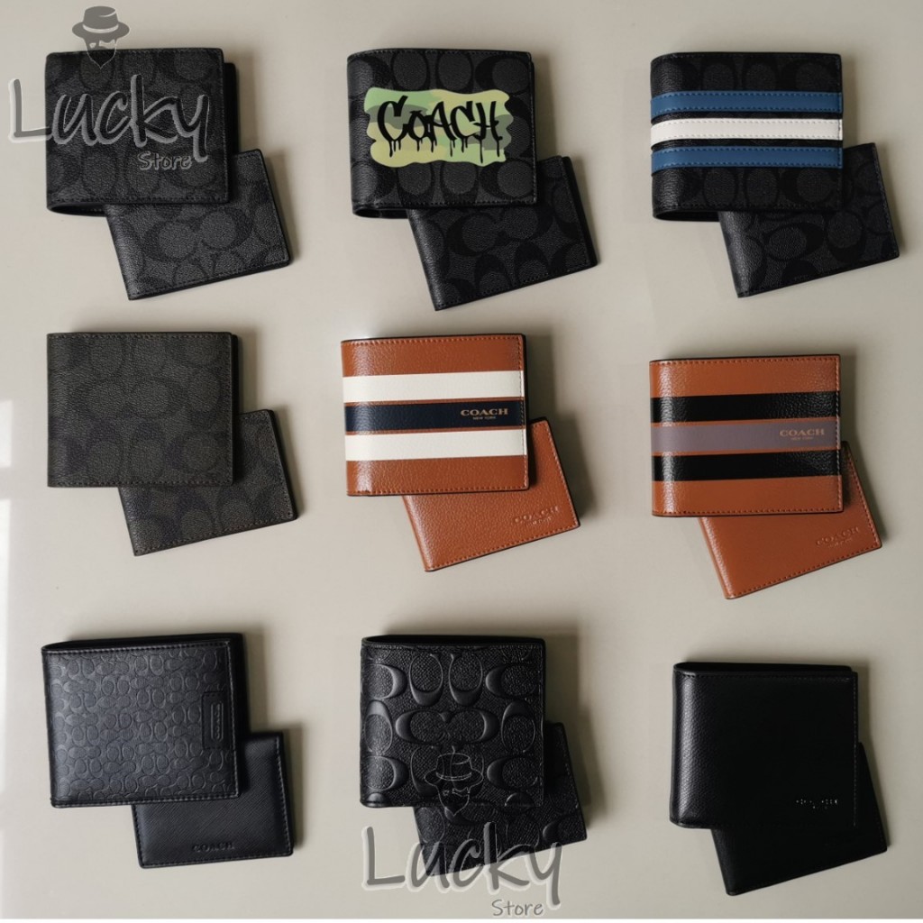 [Original] Coach Men's Wallet Set 3in1 with cardholder Men Compact id