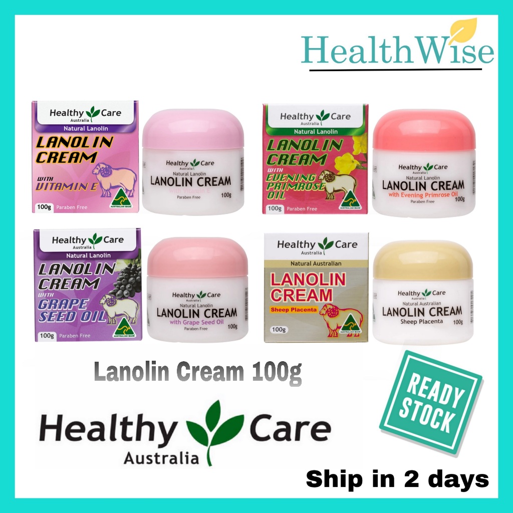 [AUSTRALIA] HEALTHY CARE Lanolin Cream 100g With Vitamin E, Grape Seed ...