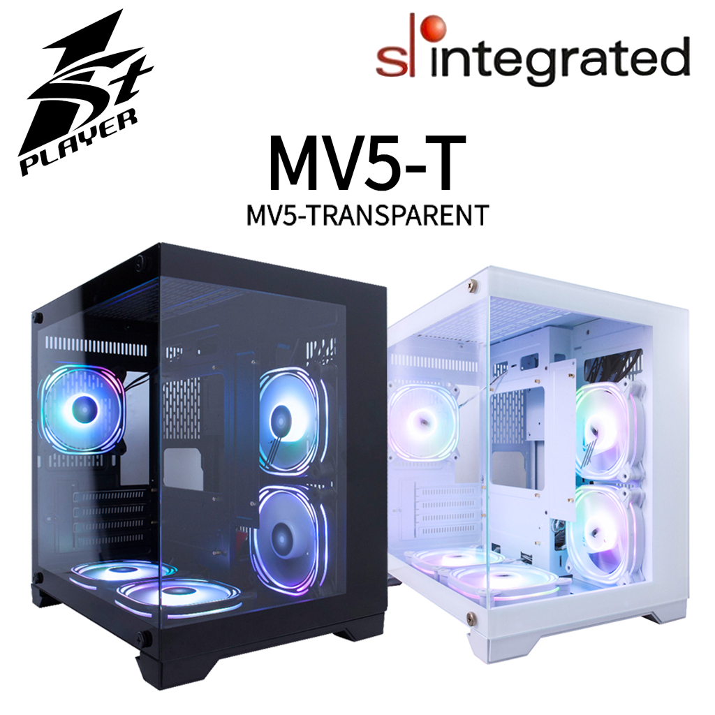 1STPLAYER Megaview MV5-T M-ATX Case - Black/White (Build-in 3 ARGB Fan ...