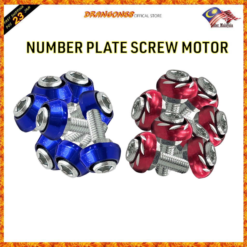 M6 NUMBER PLATE SCREW MOTOR ALLEN KEY NUT SKRU LESEN PLATE MOTORCYCLE
