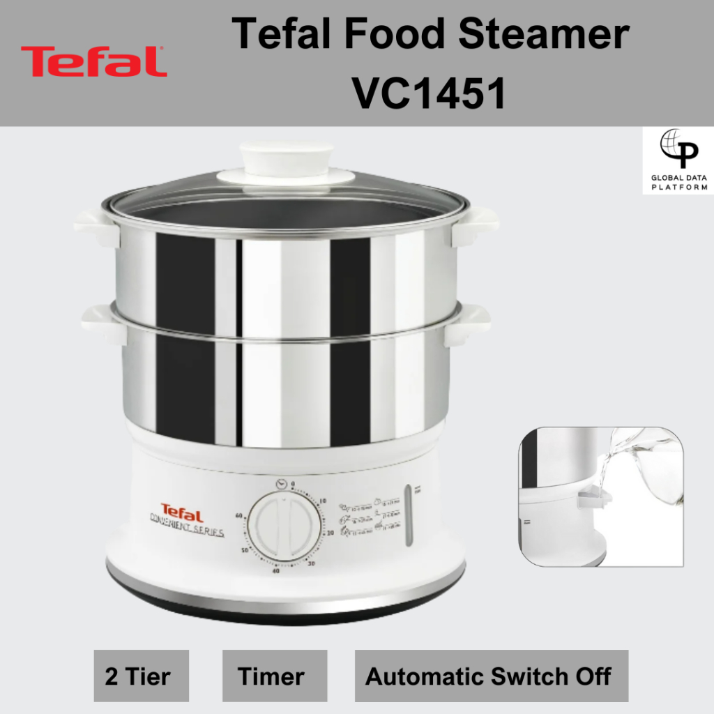 Tefal Food Steamer VC1451 with 2 Tier, Timer Automatic Switch Off