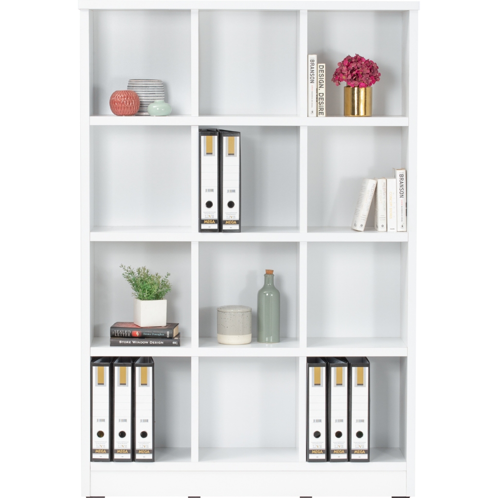 HUSO White 12 Hole File Office Book Rack Bookshelf Book