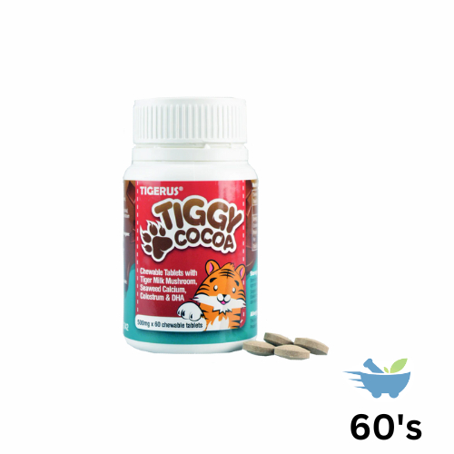 Tigerus Tiggy Cocoa 500mg Chewable Tablets 60's ( Cendawan Susu Harimau ...