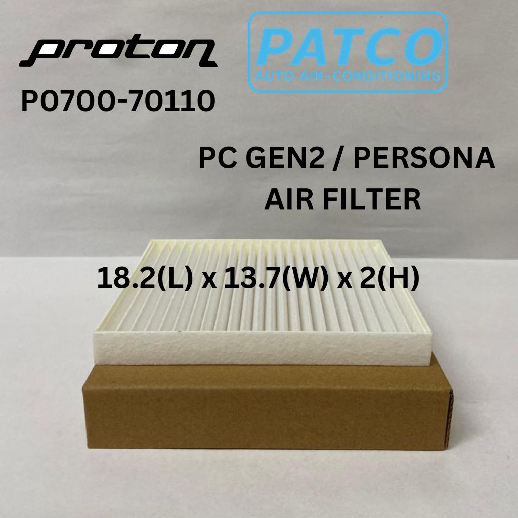 PROTON GEN 2 / PERSONA CABIN AIR FILTER (PATCO MODEL) - P0700-70110 ...