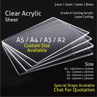 Acrylic Perspex Plastic Sheet Cut To Size 3mm A6 A5 A4 A3 Perspex Guard  Screen