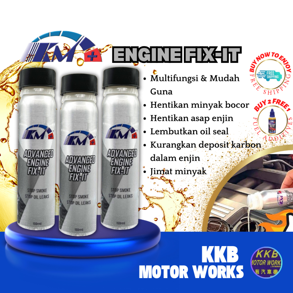 KM+ Advanced Engine FIXIT (150ml) / Engine Fix / Stop Smoke / Stop Oil Leak / Engine Additive