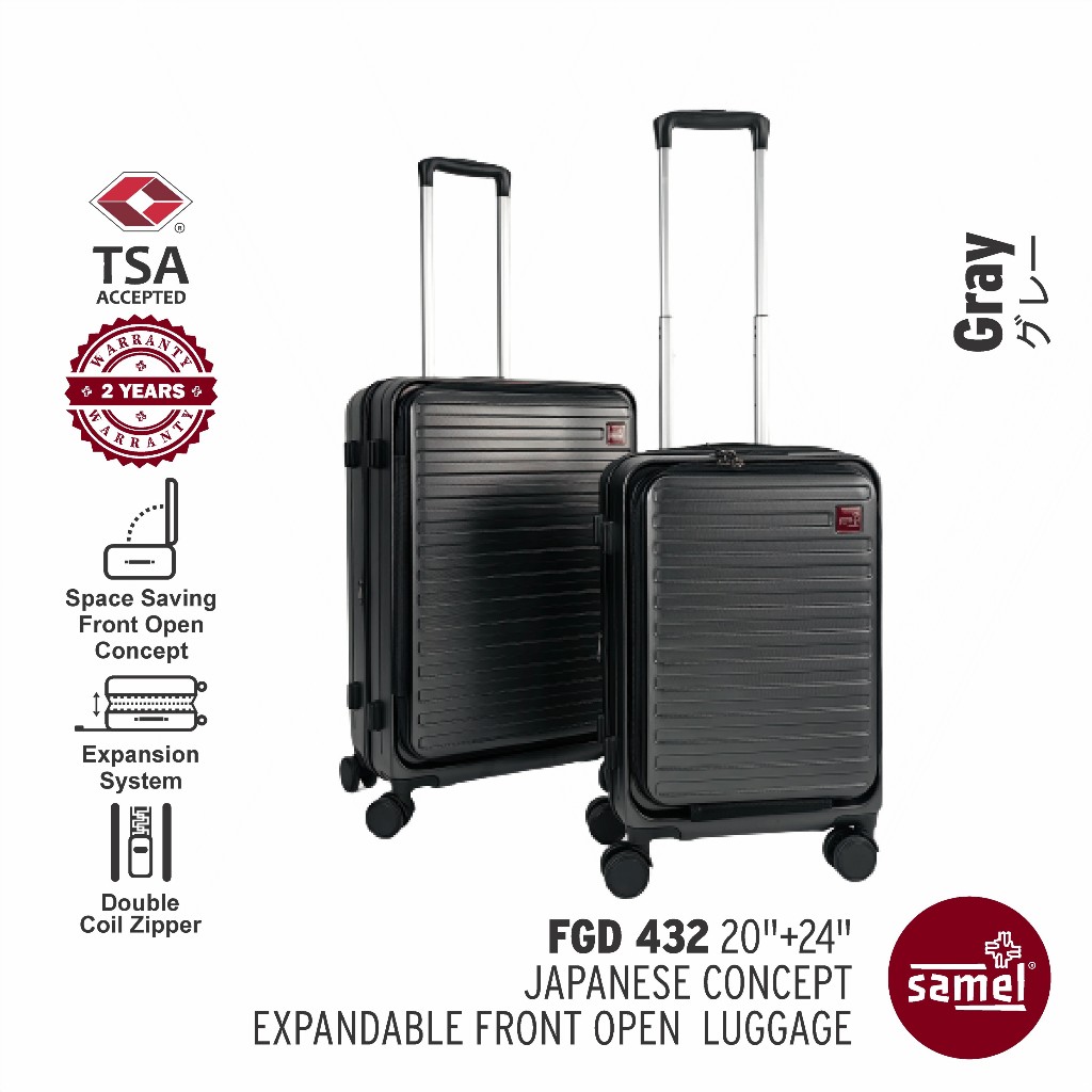 2 IN 1 SET (20" + 24")(FRONT OPEN LUGGAGE) JAPANESE CONCEPT EXPANDABLE ANTITHEFT ZIPPER LUGGAGE