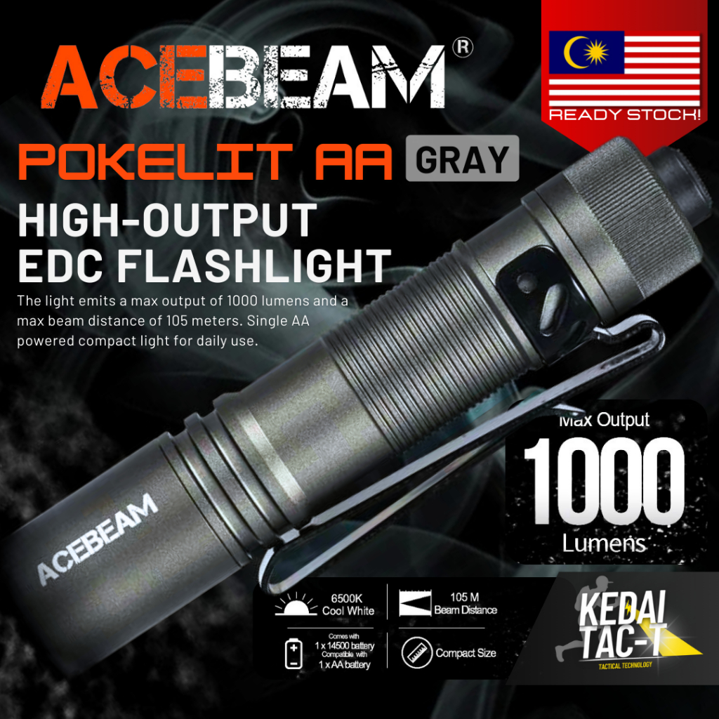 ACEBEAM Pokelit AA Grey - 1000L USB Rechargeable EDC Flashlight ...