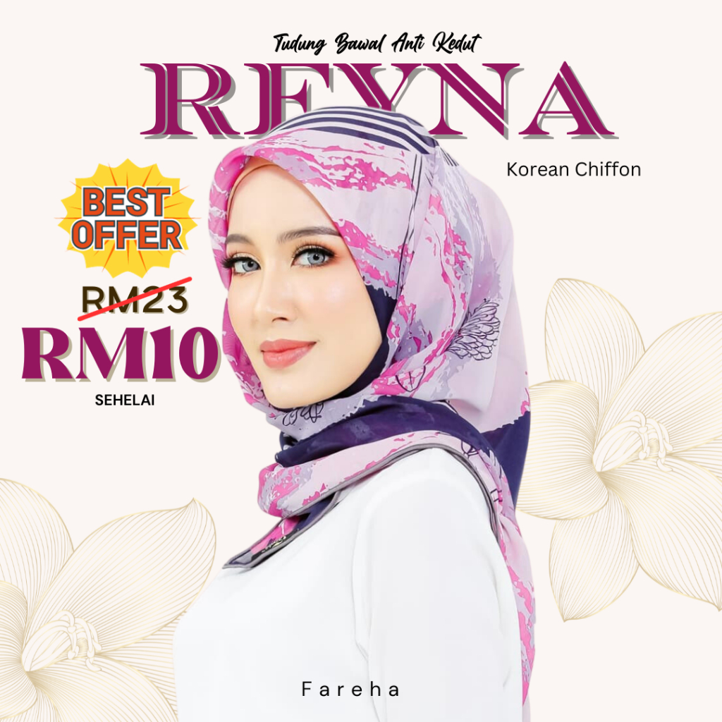 💓Ready Stock💓 Code REYNA / Fareha SE 8.0 Raya 2021/Korean Chiffon/B45 ...