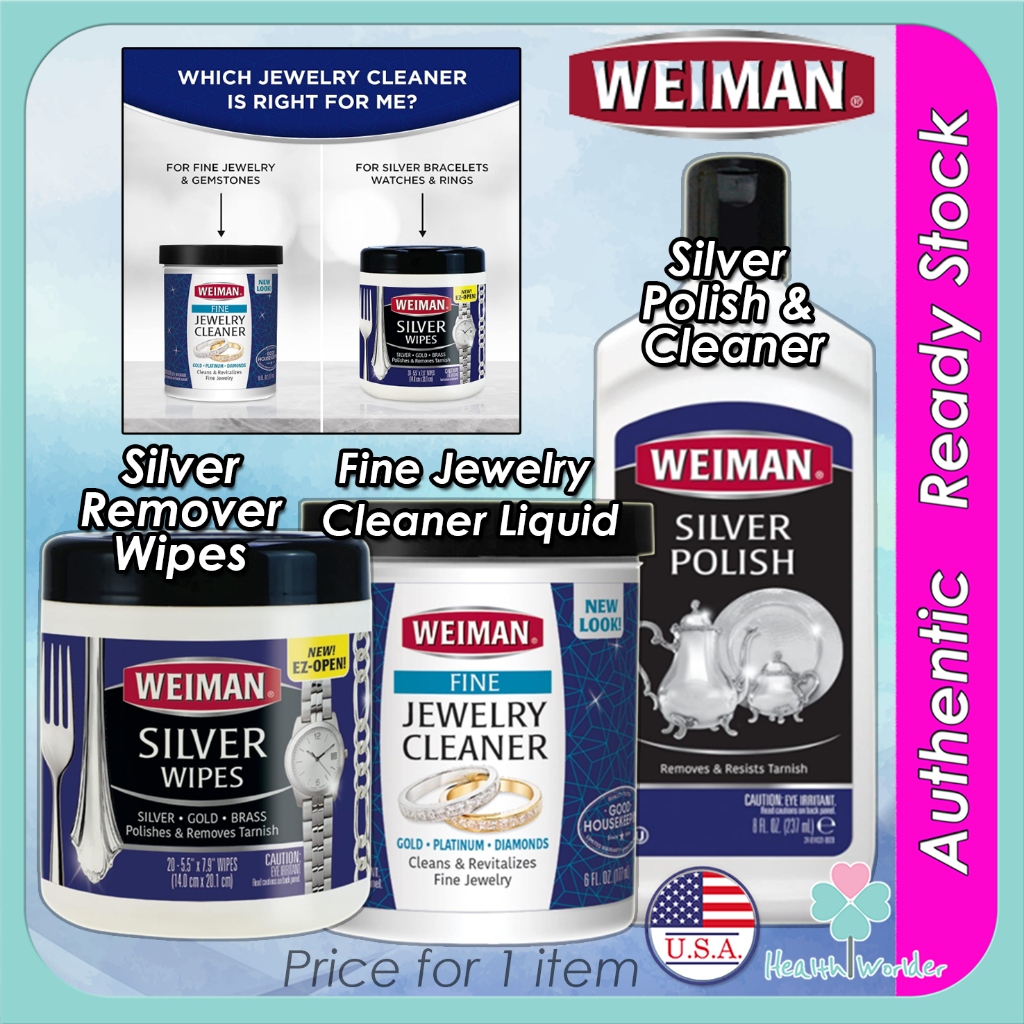 USA Weiman Silver Polish and Cleaner l Jewelry Polish Cleaner Wipes l