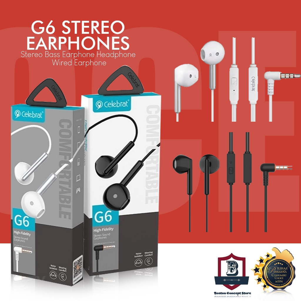 Celebrat G6 Stereo Sound Earphones Stereo Bass Earphone Headphone