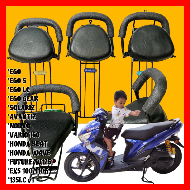 🏁 CHILDS BABY SEAT MOTORCYCLE PILLION 🏁 EGO SOLARIZ AVANTIZ GEAR HONDA BEAT VARIO WAVE EX5 LC135