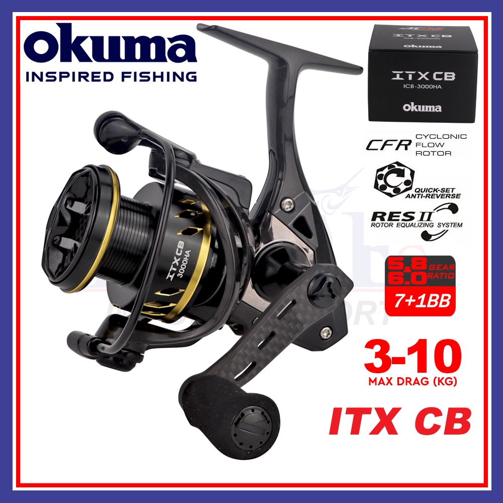 Max Drag 3-10kg] Okuma ITX CB Spinning Fishing Reel Lightweight Mesin  Pancing Freshwater Inshore