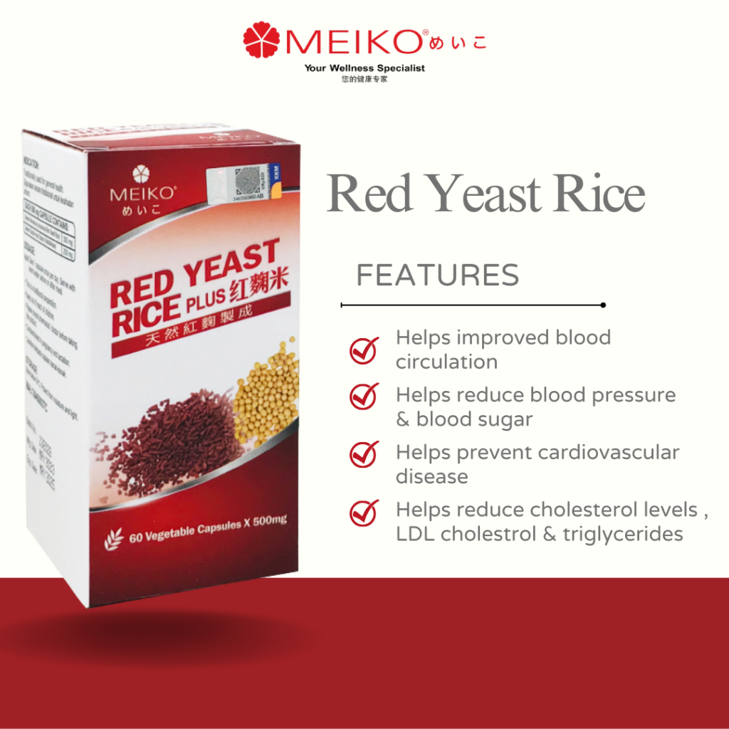 MEIKO Red Yeast Rice Reduce Cholesterol Levels, Blood Pressure & Blood