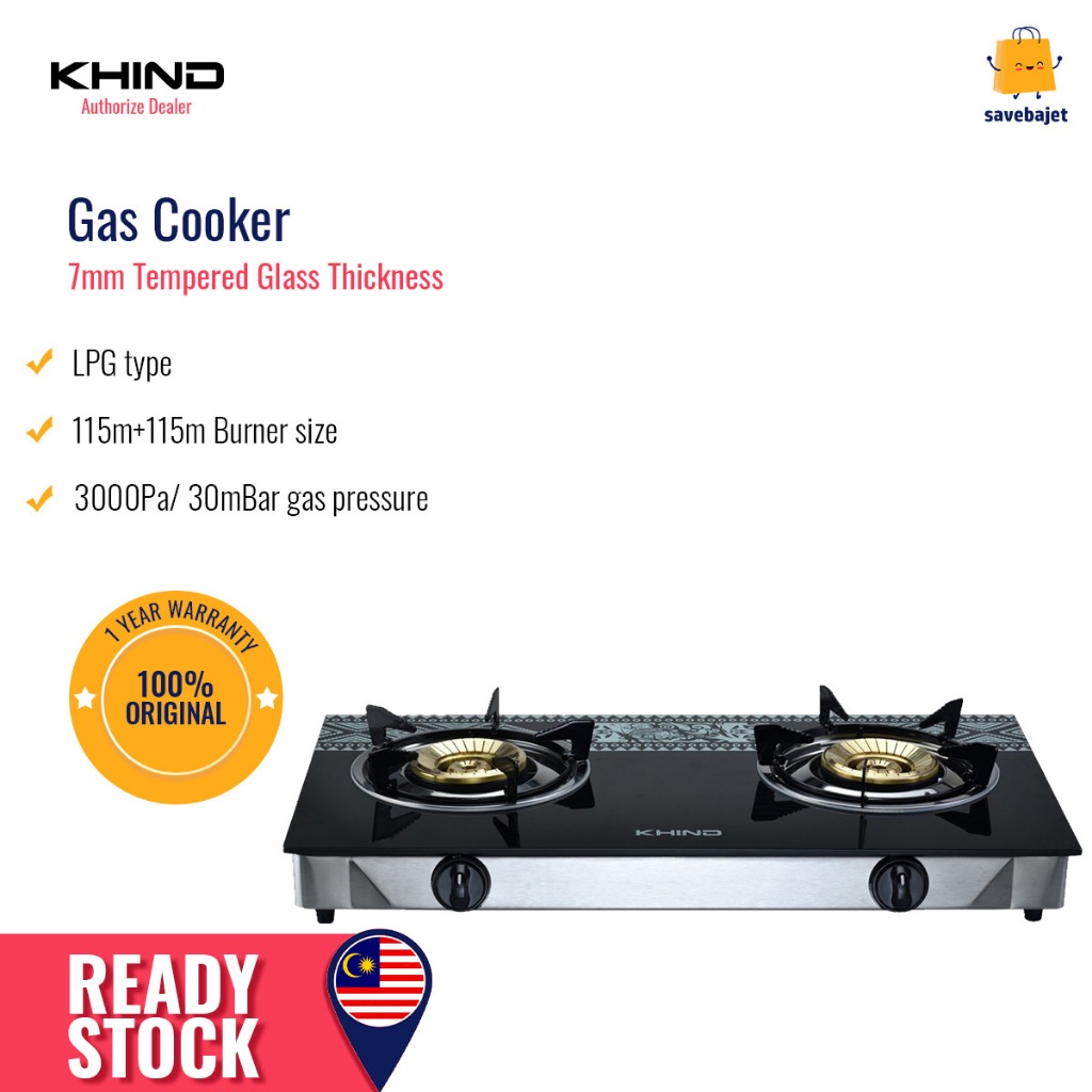Khind Glass Top Gas Cooker Dapur Gas Kaca GCG6311 Shopee Malaysia